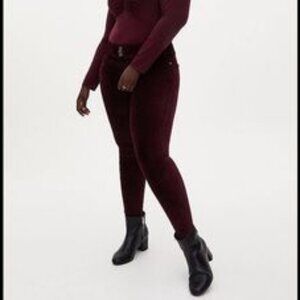 Jegging - Stretch Velvet Burgundy Purple